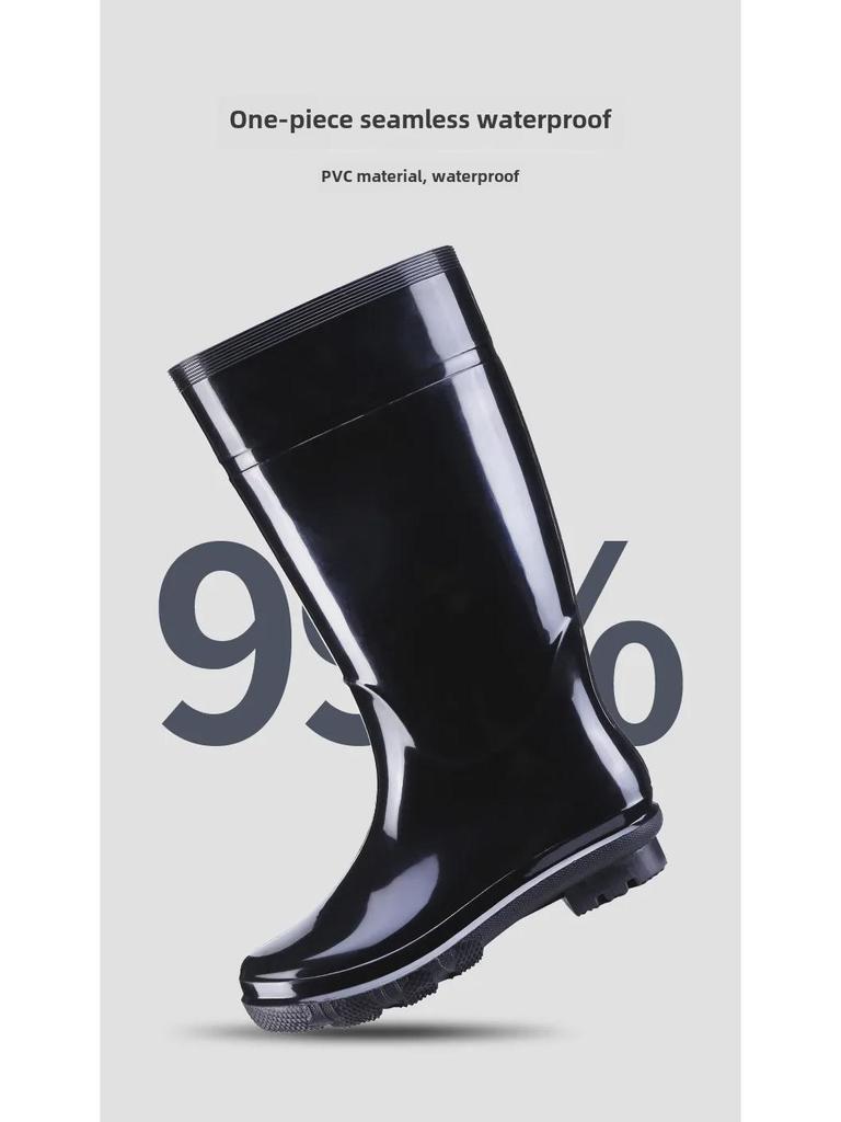 Men's Wear-Resistant Waterproof PVC Work Boots: Non-Slip, Velvet-Lined for Autumn/Winter
