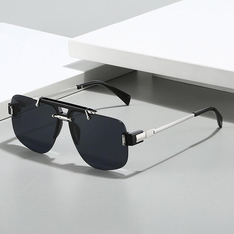 SHAUNA New Square Rimless Sunglasses Women Fashion Clear Ocean Gradient Lens Shades UV400 Retro Rivets Men Sun Glasses