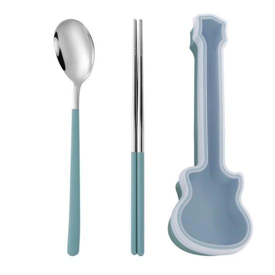 1 Set Spoon Chopsticks Food Grade Mirror Polish Smooth Edge Rust-proof Corrosion Resistant Dinning