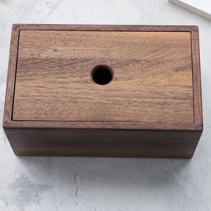 Solid Wood Rectangular Black Walnut Wood  Cover Tissue Box For Home Office Hotel