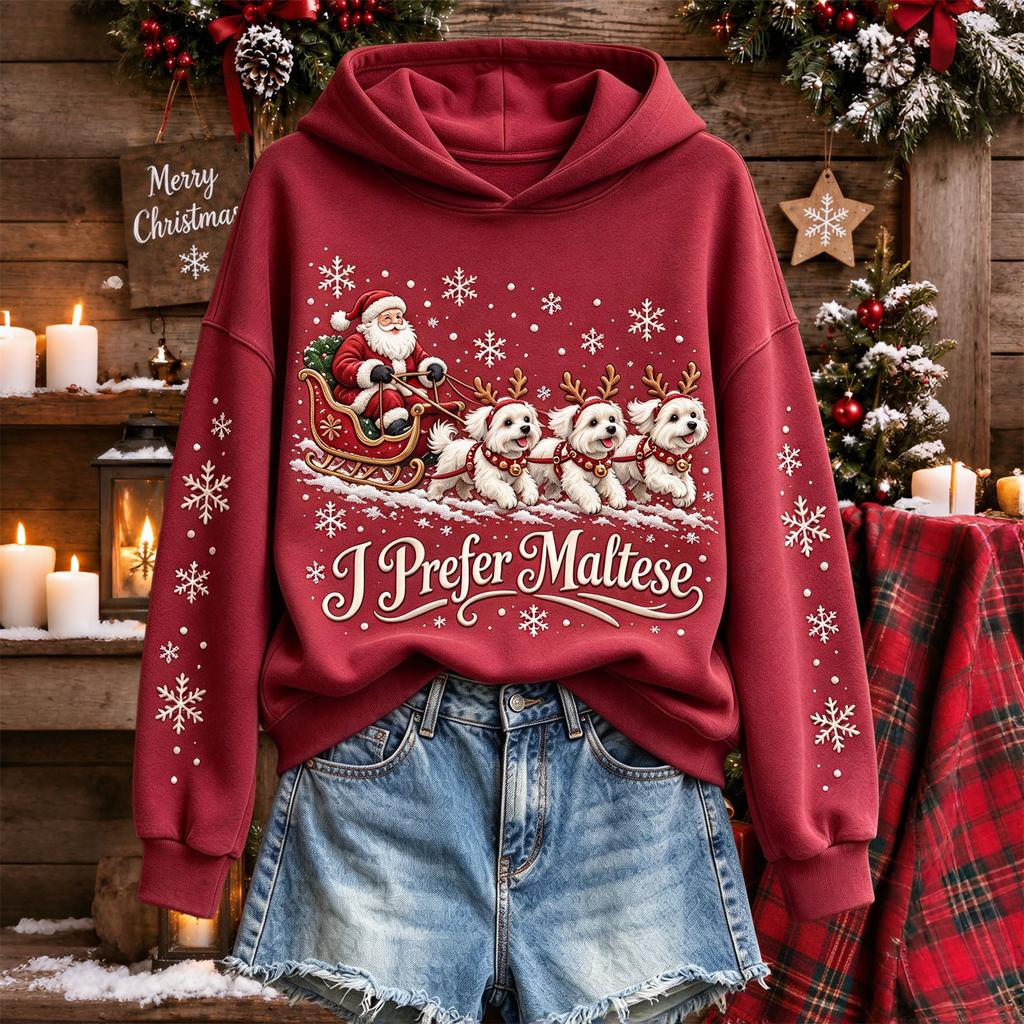 Women's Casual Hooded Sweatshirt with Christmas Letter A Print for Holiday and Everyday Wear