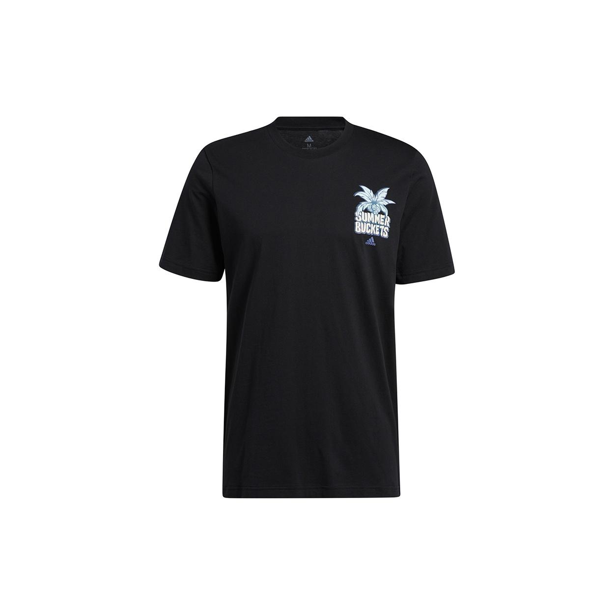 adidas Summer Bck Printing Basketball Sports Short Sleeve Black Men s GS7188 XXL