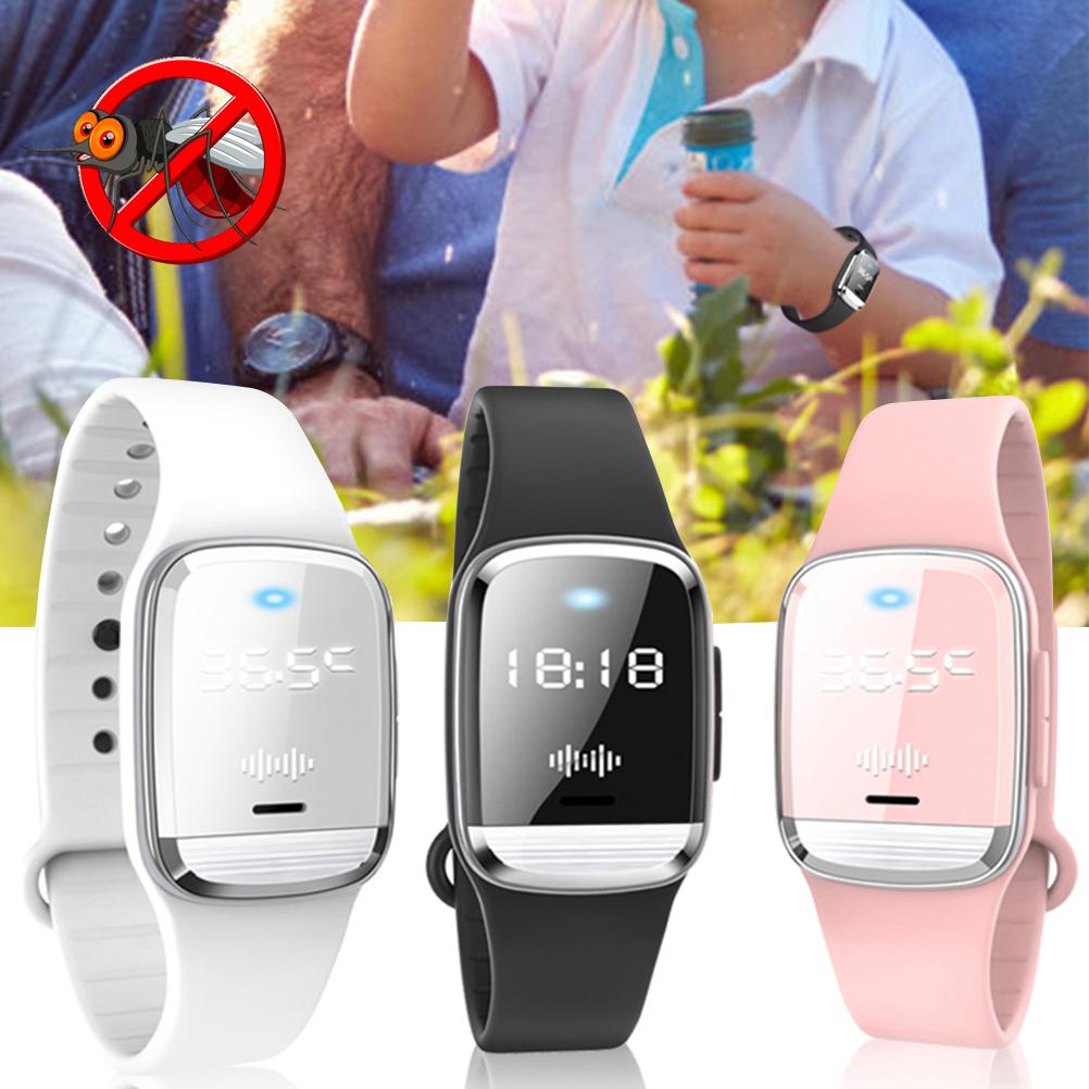 Ultrasonic Mosquito Repellent Bracelet USB Rechargeable Smart Watch for Hiking Fishing Camping Electronic Anti Mosquito