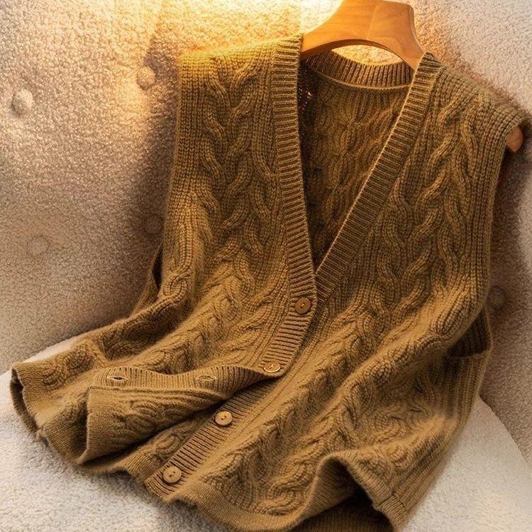 Damen Strickweste Kurze Jacke Gestrickt Frühling und Herbst Strickjacke Pullover Einfarbiges Oberteil Lockere Passform