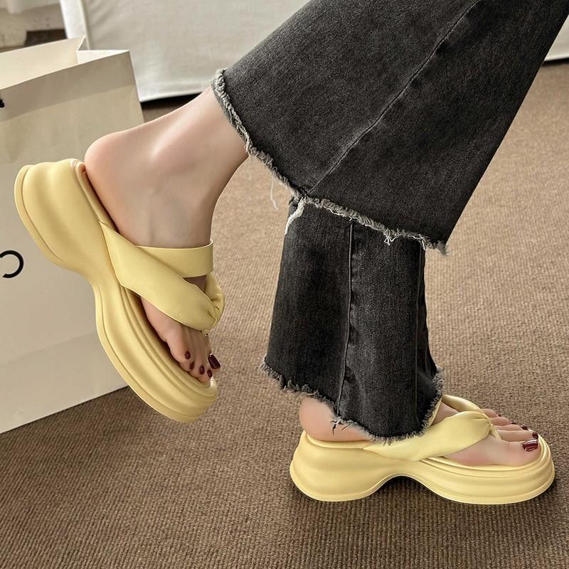 Wersja Koreańska Design Ruchome Pantofle Jodełka 2024 Lato Nowe Codzienne Wszechstronne Zwiększające Proste i Wygodne Damskie Buty