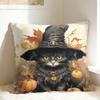 Witchy Black Cats Halloween Pillow Cover Pet Lover Soft Cushion Cover Cute Funny Pillow Case For Living Room Chair