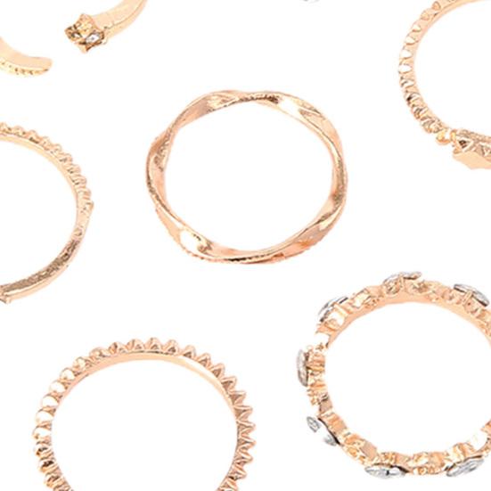 10Pcs Fashion Women Ring Geometric/Leaf/Moon/Heart Shape Non-fading Lightweight Creative Finger Ring for Gifts