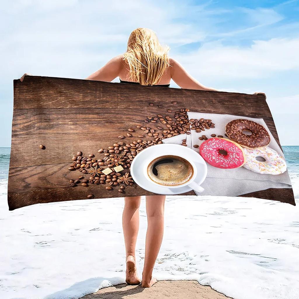 Pizza Print Beach Towel Hamburger Extra Large Pool Towel Adults Soft Cute Cartoon Food Patterns Absorbent Fluffy Beach Towels