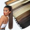 MISS WIG Long Straight Ponytail Extension 24Inch Ponytail Hair Extensions Synthetic Hair On Elastic Band Hairpiece Heat Resistant Hair Accessories