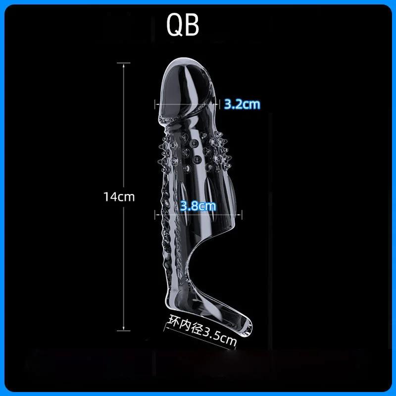 Enlarged and Thickened Vibrator Penis Sleeve Lock Sperm Foreskin Bondage Sleeve Delay Ejaculation Sex Toys for Men Couples