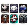 Nightmare Before Christmas PU Wallet Student Men's Short Coin Purse ID Card Holder Jack Skellington Print Black 6pcs