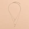 Transparent Water Drop Crystal Double Layer Stacked Necklace Female Metal