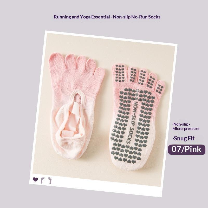 2Pcs Anti Skid Five Finger Yoga Socks Cross Strap Grip Socks for Women Pilates Ballet Home Fitness Training