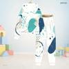 Kids Abstract Geometric Printed Hooded Long Sleeve Sweatshirt And Cuffed Pants Two Piece Set