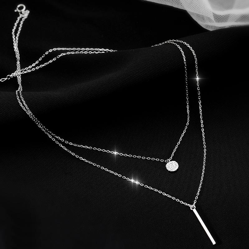 S925 Silver Double Layer O-Chain 3 Levels Clavicle Necklace Female Fashion Hip-hop Retro Unique Design Wedding Fine Jewelry