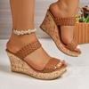 Wedge Heel Slippers Women's Summer 2025 New European and American Foreign Trade Large Size Fashionable and Comfortable Platform Shoes High Heels