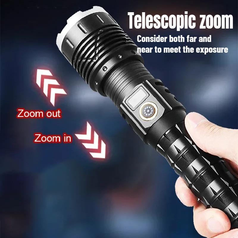 Super High Power LED Flashlight Ultra Power Outdoor Rechargeable Hand Torch 5 Mode Type-C Charging  Lighting 2000m