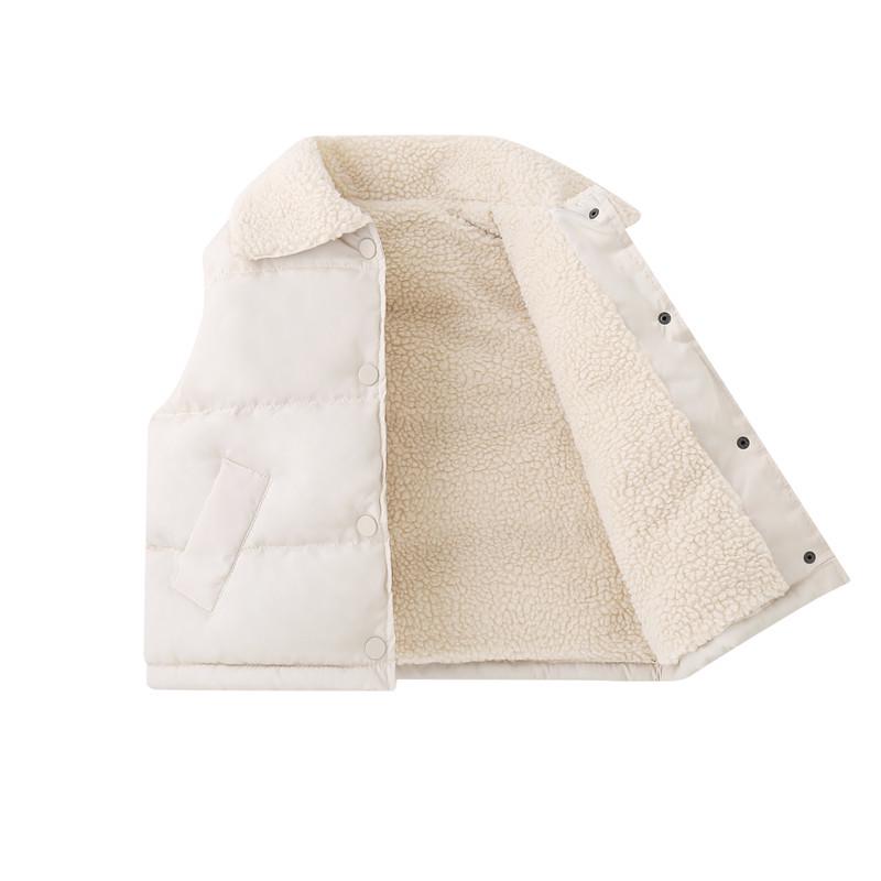 Children's Lamb Wool and Cotton Vest for Fall/Winter - Fashionable Solid Color for Boys and Girls