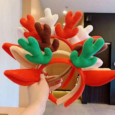 Korean Style Plush Antler Headband: Cute Christmas Hair Accessory for Face Washing and Mask Application