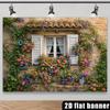 2D Vintage Stone House with Flower Boxes & Ivy Backdrop Photo Background