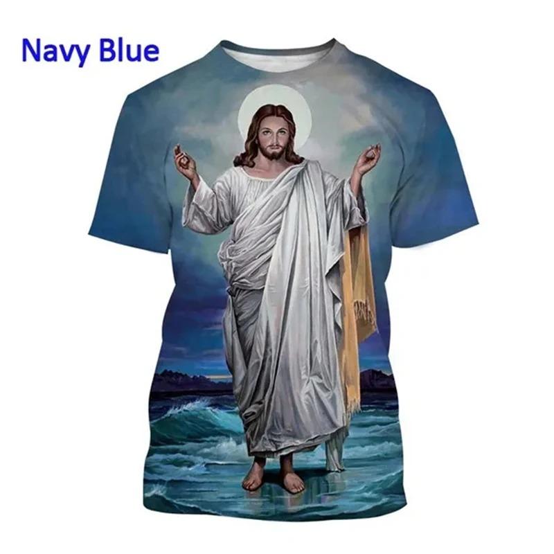 Jezus Kocha Każdego Chrześcijanina Koszulka Drukowana 3D Letnia Moda Wzór Jezusa Mężczyźni Kobiety Gorąca Krótki Rękaw Codzienna Koszulka Ropa Hombre