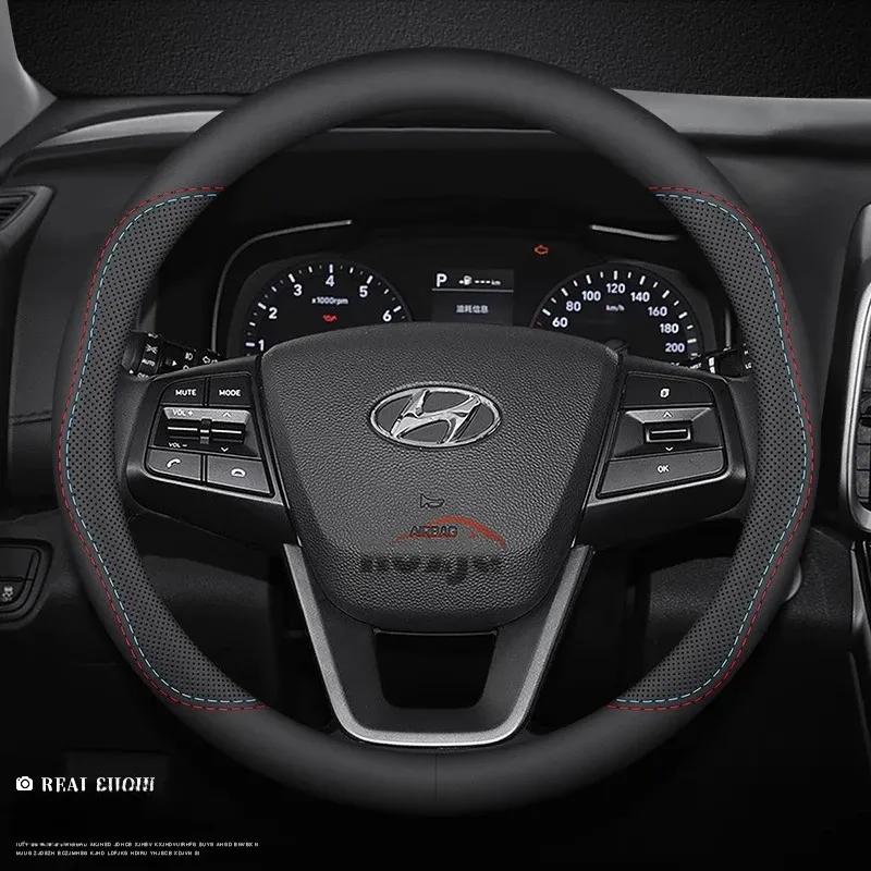 Car Leather Steering Wheel Cover for Hyundai NEXO IONIQ 5 6 9 XRT N Line EV 2024 2025 Accessories