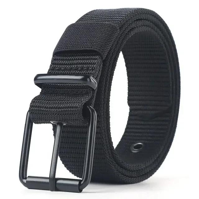 Ceinture en Tissu Nylon Respirant Ceinture Jeune Boucle à Ardillon Ceinture Pantalon Jean 120cm black