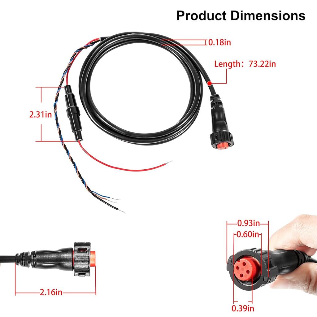 010-12445-00 Marine Power/Data Cable Threaded 4-Pin Fit for Garmin Transducers EchoMAP Chirp/Plus/UHD, GPSMAP & for Panoptix