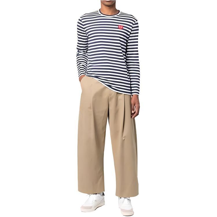 Comme des Garçons PLAY COMME Des GARCONS PLAY SPACE INVADERS L/S Striped Red Emblem 'Navy' Men's AZ-T324-051