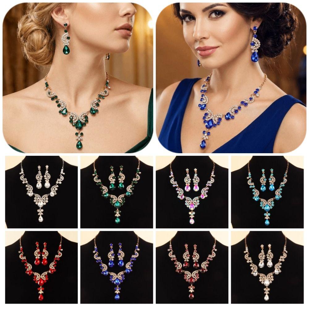 Luxury Rhinestone Jewelry Set Shiny Wedding Bridal Accessories Women's Jewelry Set Women Girl