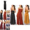Elegant Womens Polka Dot Jumpsuit With Sleeveless And Wide Leg Pants Backless Design