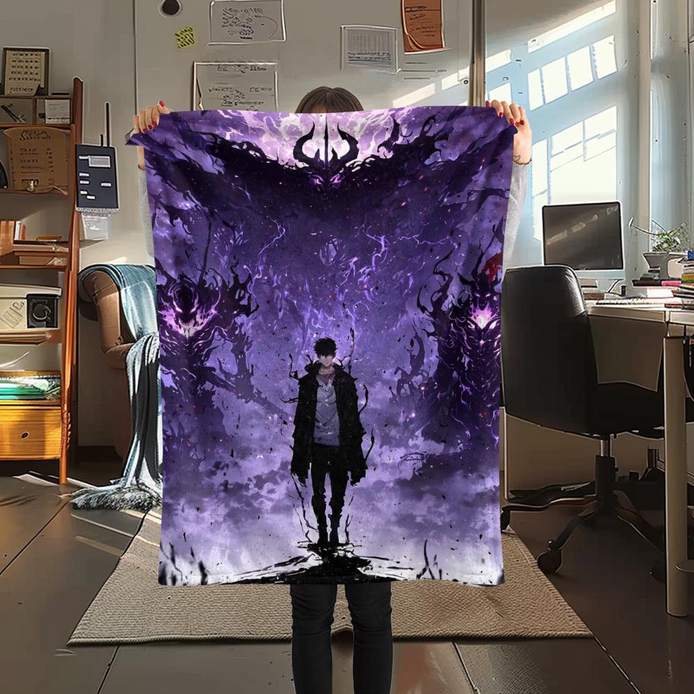 1PC Solo Leveling Print Flannel Blanket, High quality Comfortable for All Seasons, Home Decor, Warmth and Comfort, Perfect for Christmas Gifts170