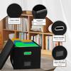 Foldable Hanging File Filing Box with Label Slot Fabric File Folder Organizer Box Portable Vinyl File Organizer Box with Lid
