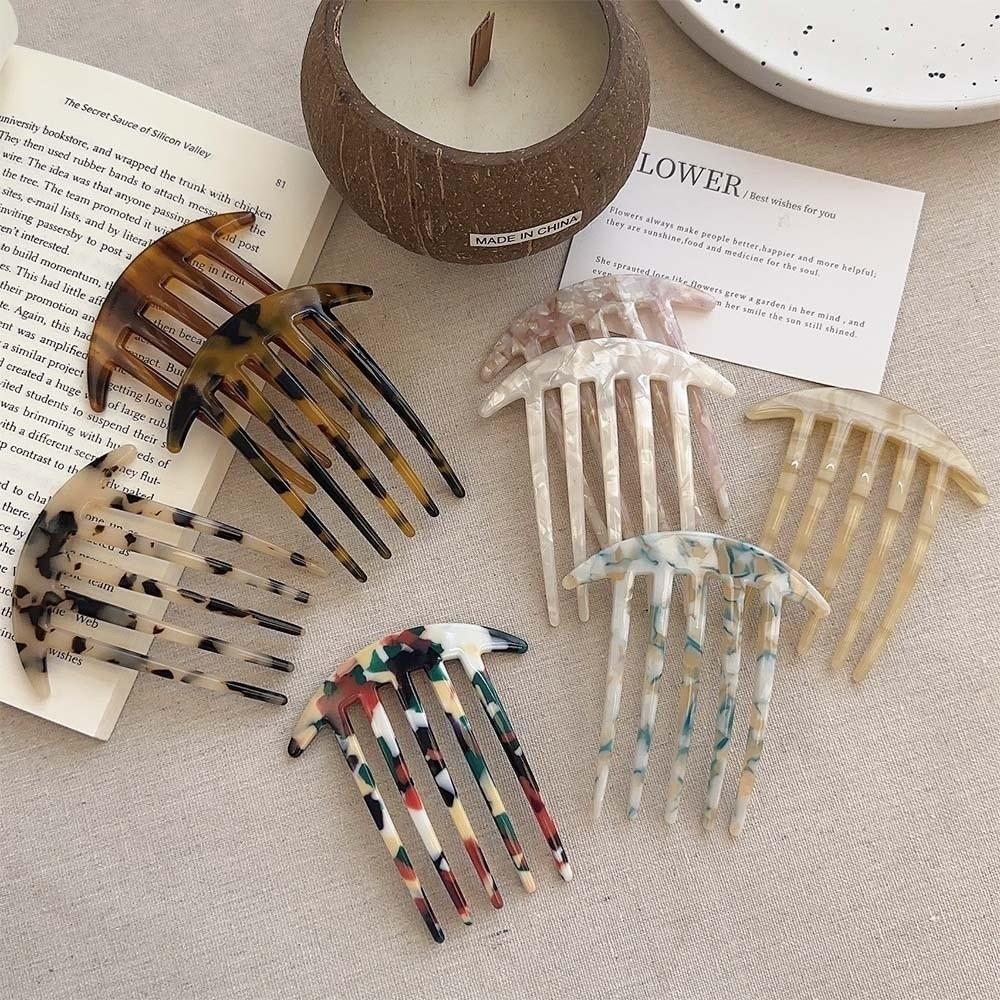 Colorful Acetate Hair Comb 5 Teeth Styling Hair Brush Portable Plate Hair Comb Hairdressing