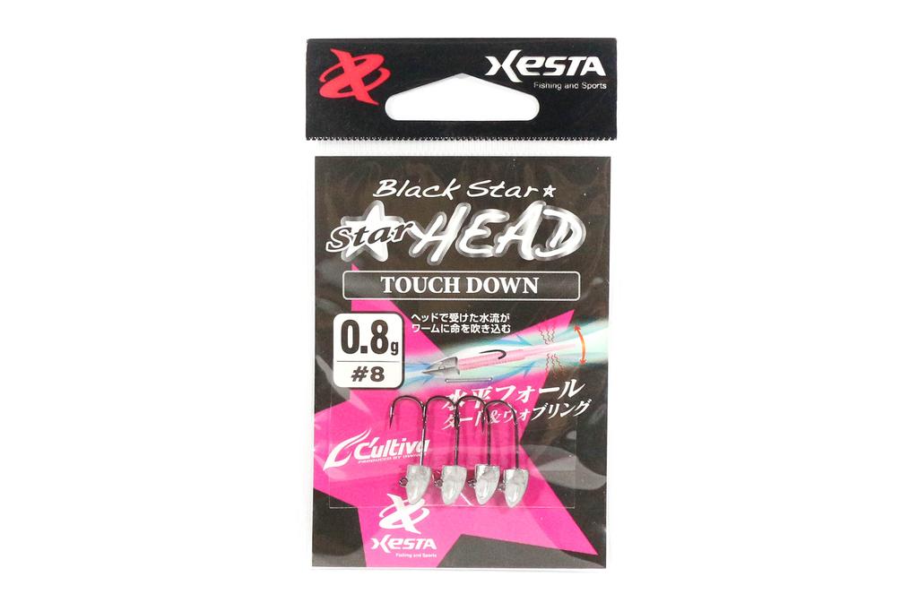Xesta Jig Head Black Star Head Touch Down 0.8 grams Hook Size 8 (8330)