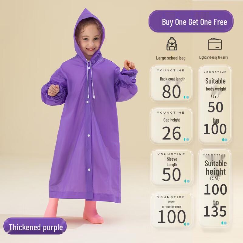 VX19 Kids  Thickened Disposable Rain Poncho (2-Pack)