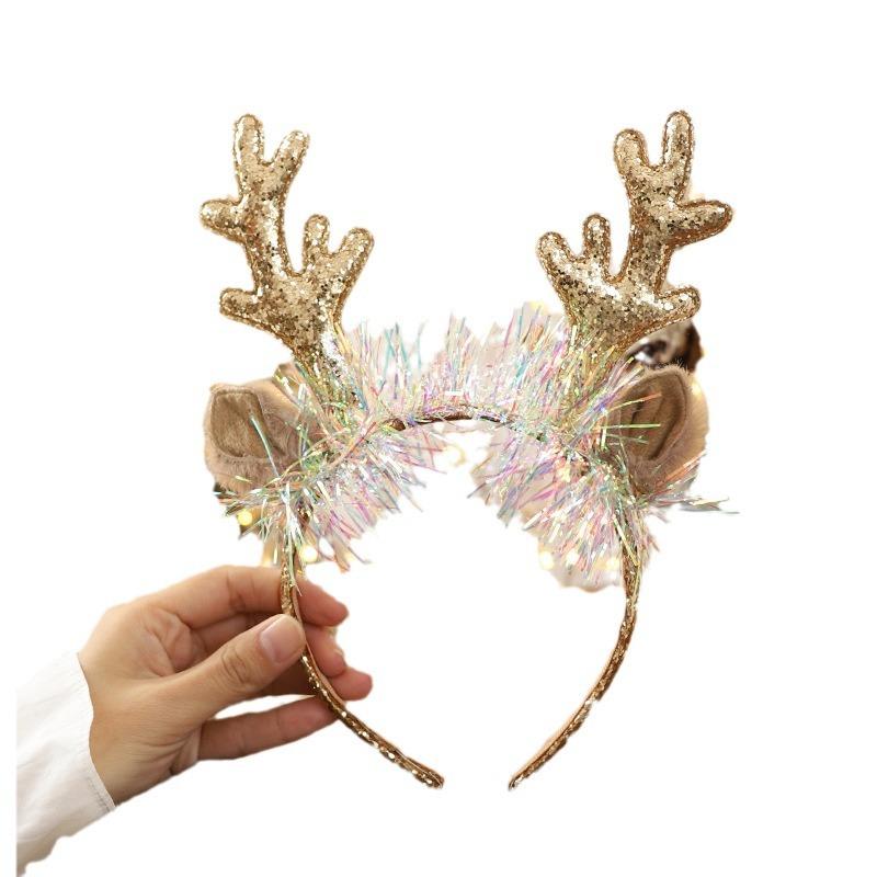 Christmas Glitter Deer Antlers Headband Party Party Dress Up Headwear Cute Cartoon Bell Reindeer Headband Girls Gifts