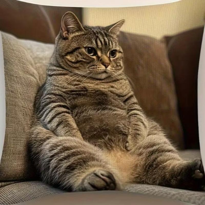 Bohemian Plush Pillow Covers with Charming Kitten Design ,45x45 Cm