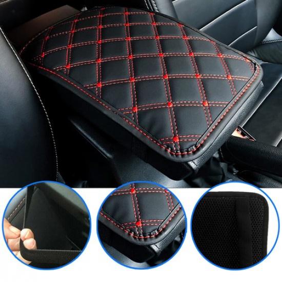 Red Car Armrest Pad Cover Center Console Box PU Leather Cushion Mat Accessories