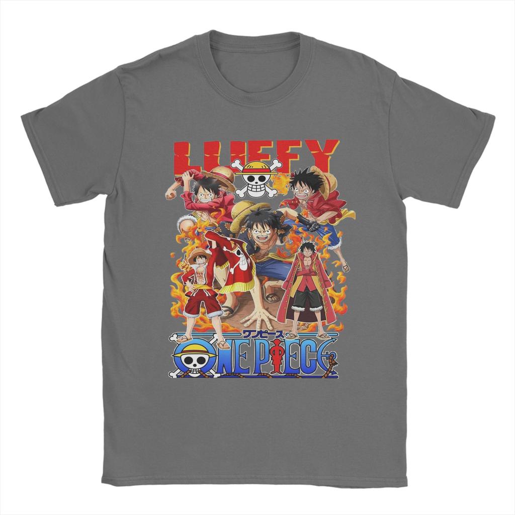 Ones Pieces Luffy TShirts for Men Funny 100 Cotton Tees Round Collar Short Sleeve T Shirt Party Clothing