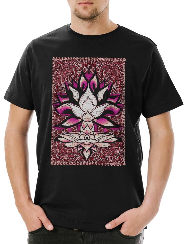 Lotus And Ornaments Herren T-Shirt Chakra Yoga Meditation OM Buddhismus Shiva