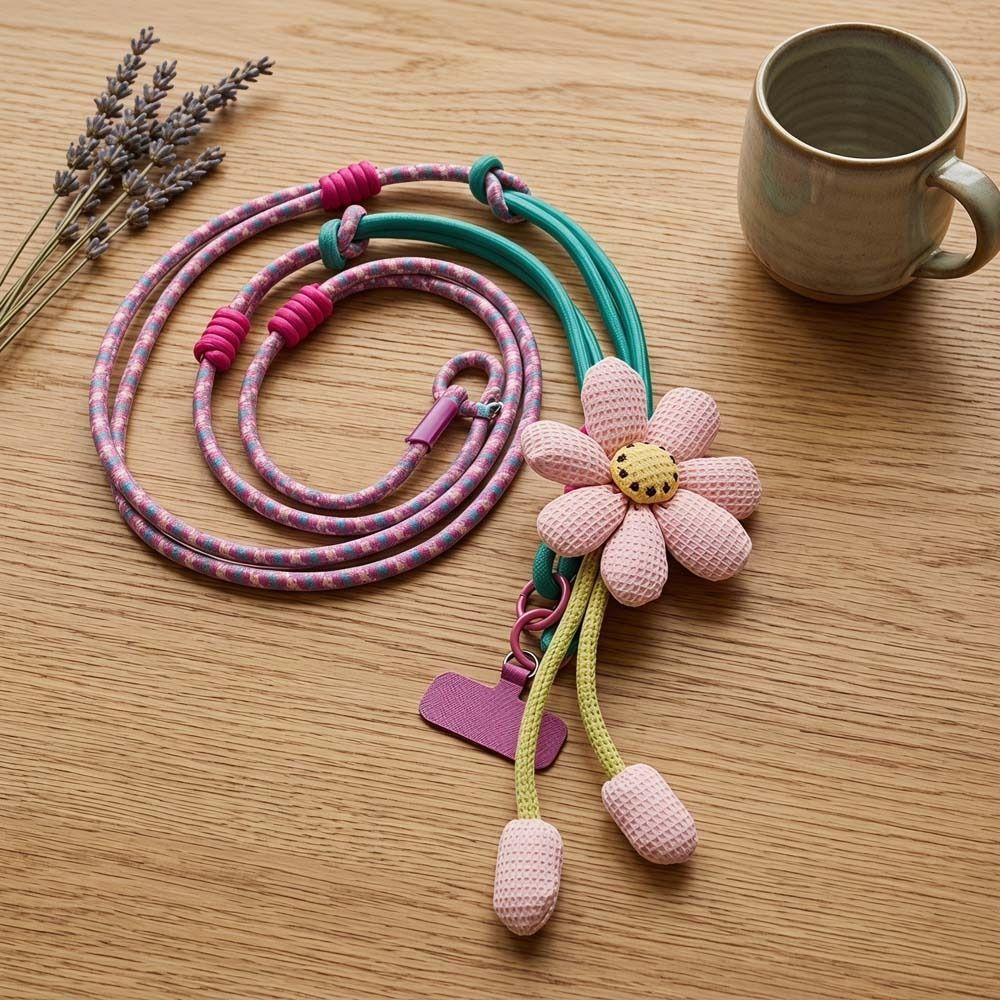 Crossbody Phone Woven Chain Phone Charm Cell Phone Strap Flowers Phone Lanyard  Outdoor Activity