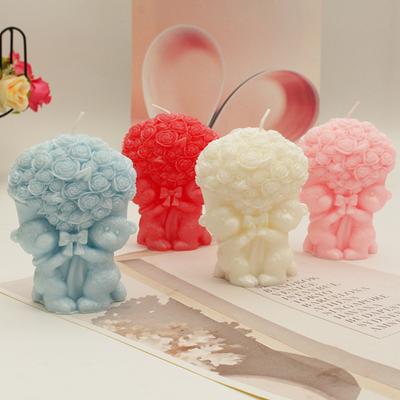 Bear Scented Candle, Rose Bear Shaped Candles Handmade Soy Wax Aromatherapy Candles Cute Decorative