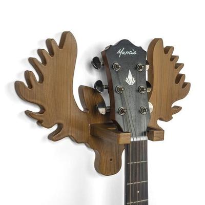 Guitar Wall Hanger Wooden Guitar Stand Reindeer Horns Design for Acoustic, Electric Guitars and Ukulele