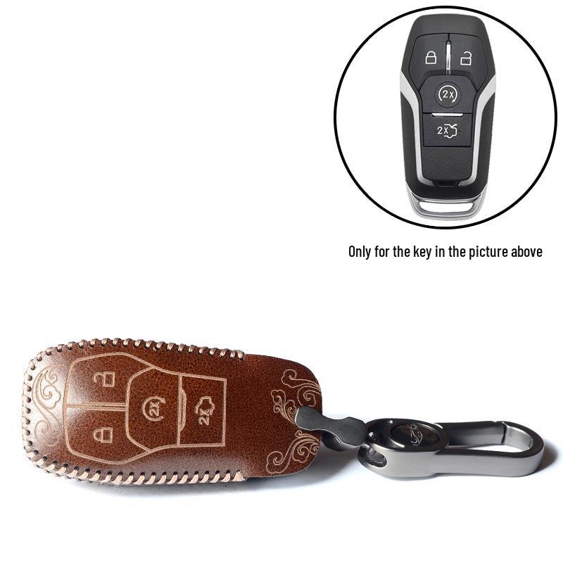 

Ford Key Case Cover: Fits Mondeo, Focus, Edge, Mustang, Taurus, Explorer, Raptor - Cowhide with Buckle