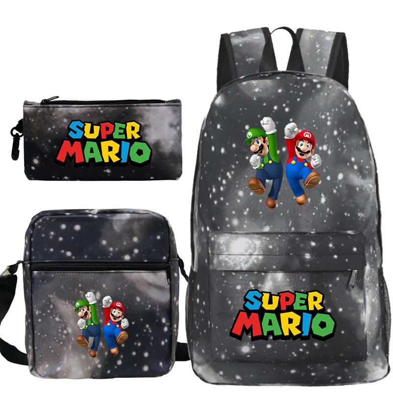 Super Mary Three-Piece Schoolbag, Male And Female Students, Large-Capacity Schoolbag, Shoulder Bag, Pencil Case.