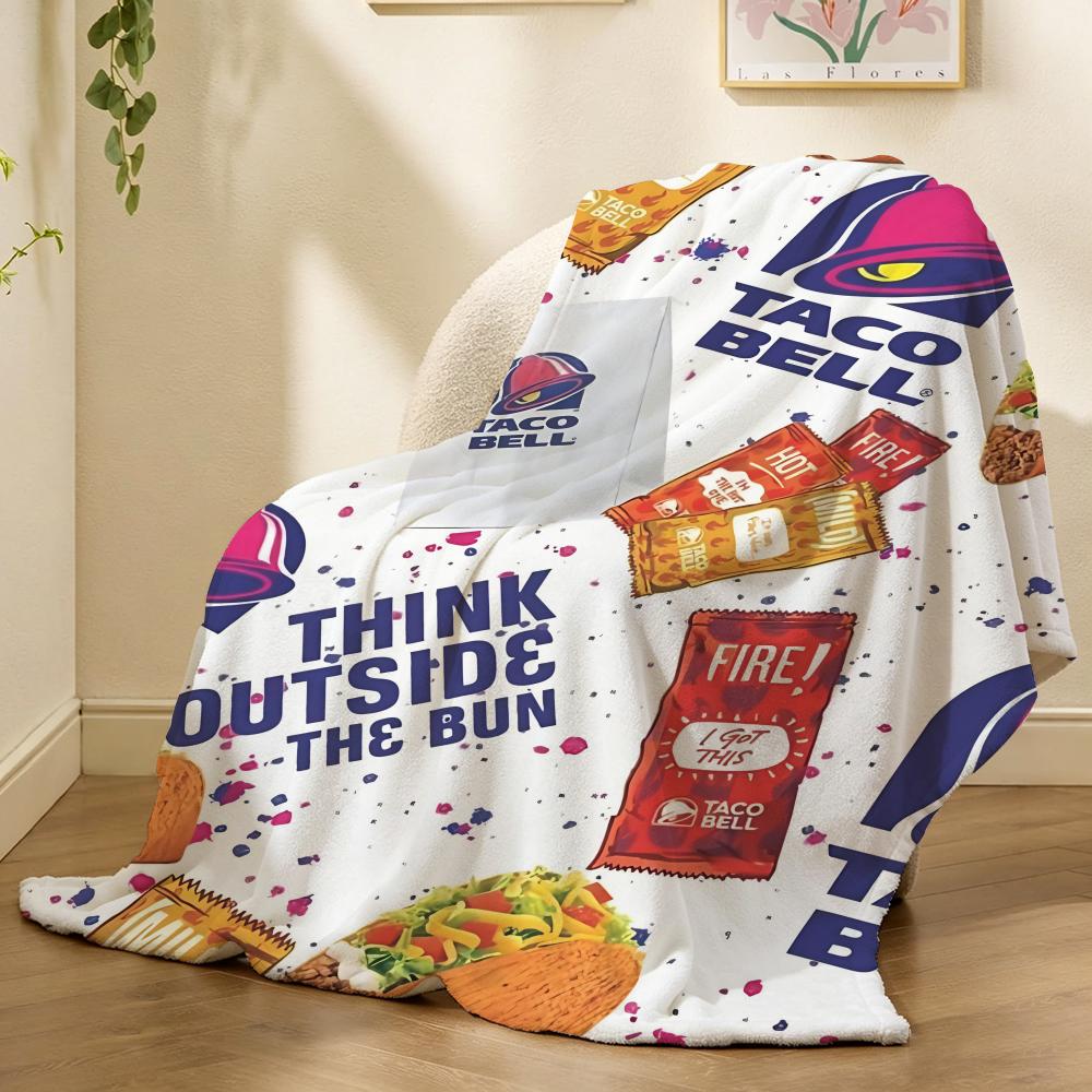 T-TacoS Bell Logo Throw Soft Flannel Throw Blanket, Lightweight Breathable Summer Nap Blanket For Sofa Home Travel Cozy Decor 75X95CM