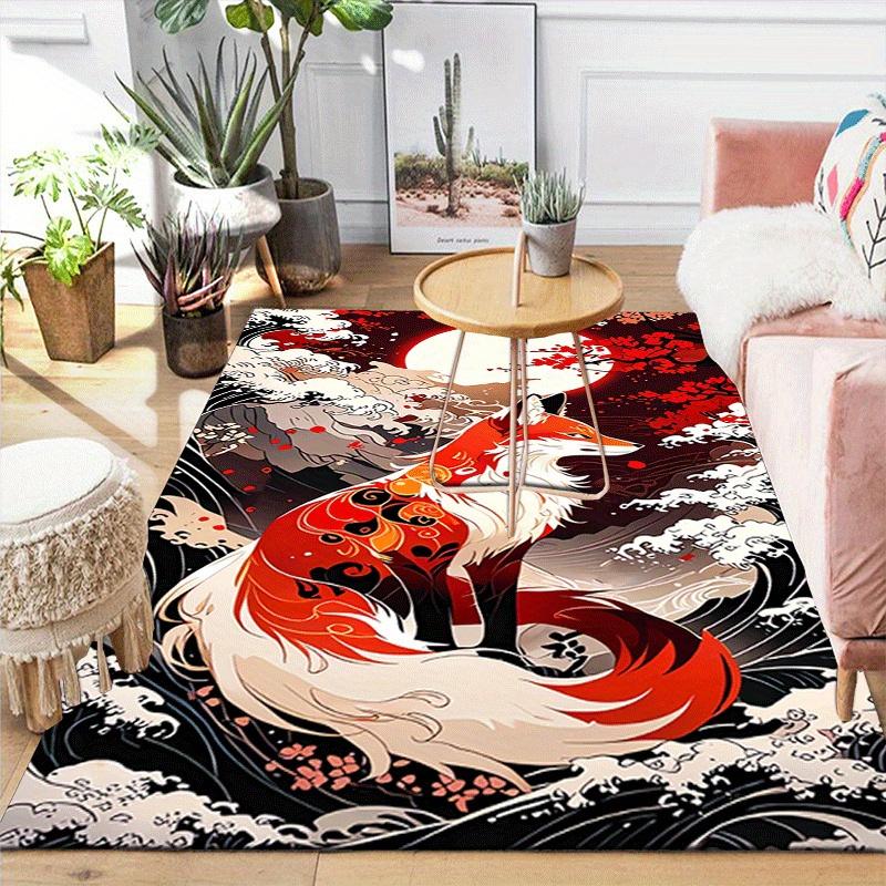 1pc Mysterious Fox Print, Design Indoor Area Rug, Soft, Anti-Slip, and Durable Gaming Room Decor for Bedroom, Living Room, and Exercise Rugs