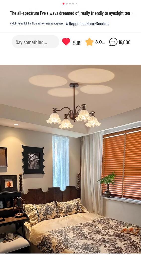 Vintage French Lily of the Valley Living Room Chandelier - Retro Style Luxury Lighting Fixture