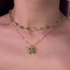 Butterfly Double-layered Overlapping Necklace with A Unique Style, Suitable for Summer and Versatile for Various Occasions. Lockbone Chain.